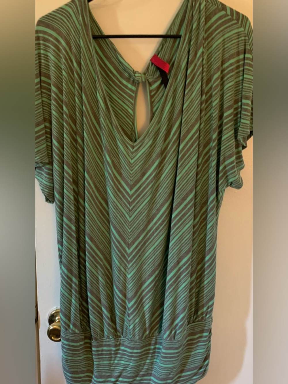 Striped Green Chevron V-Neck Women’s Top